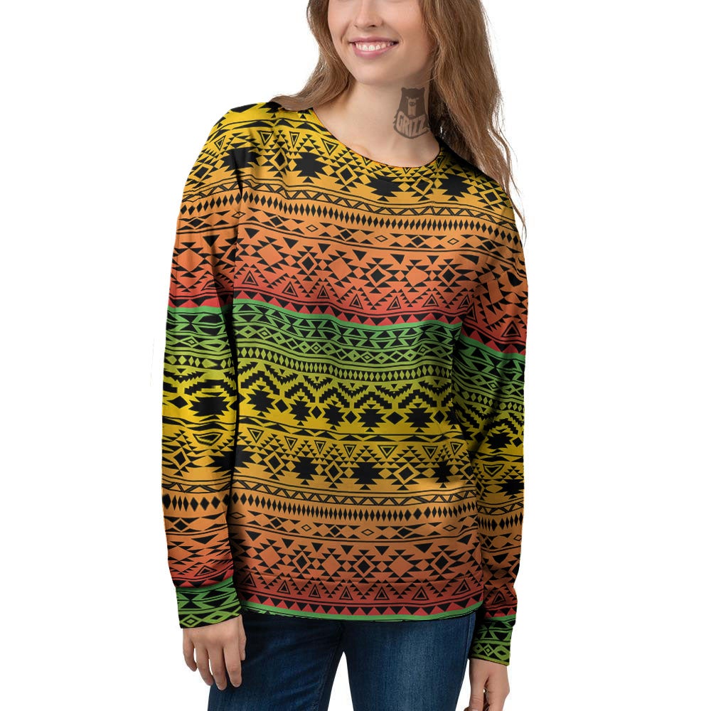 Tribal Rasta Print Pattern Women's Sweatshirt-grizzshop