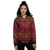 Tribal Red African Print Pattern Women's Bomber Jacket-grizzshop