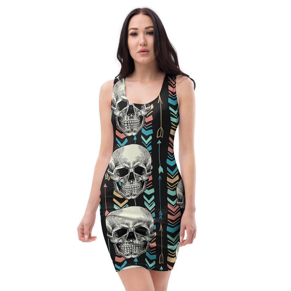 Tribal Skull Bodycon Dress-grizzshop