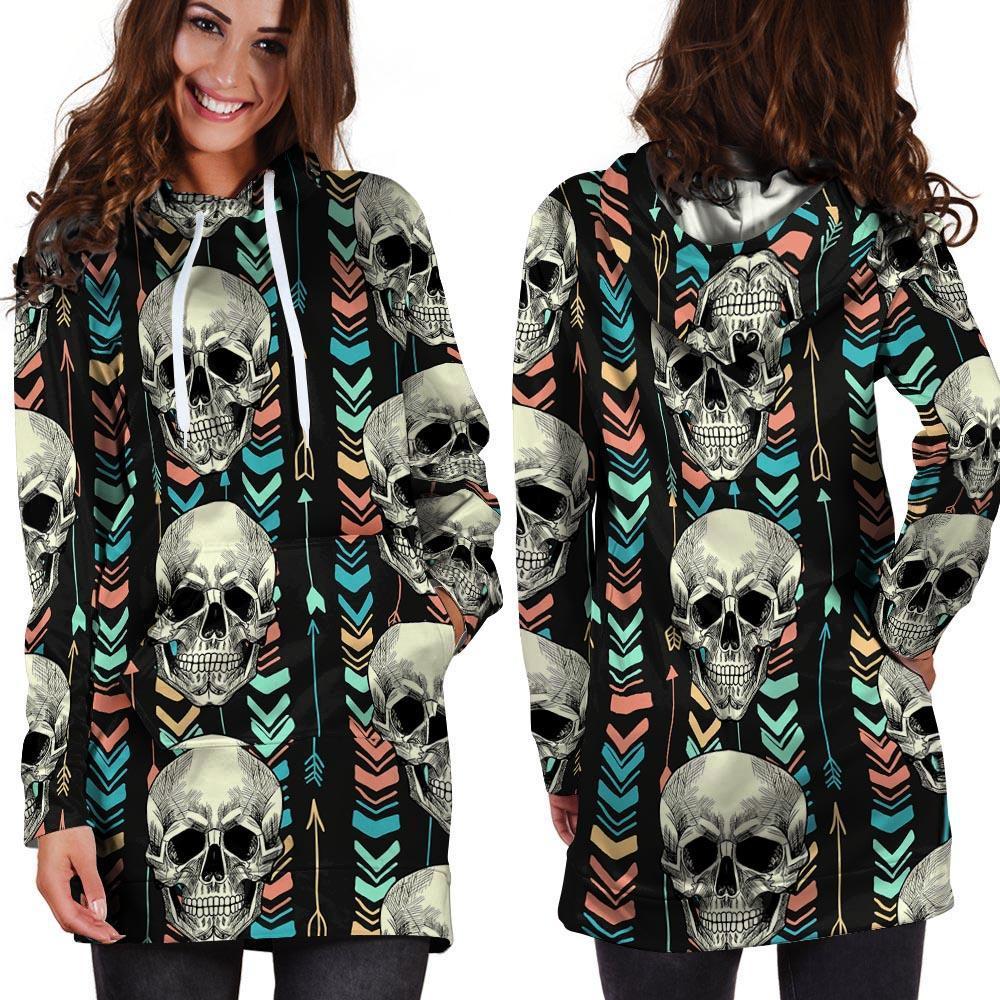 Tribal Skull Hoodie Dress-grizzshop