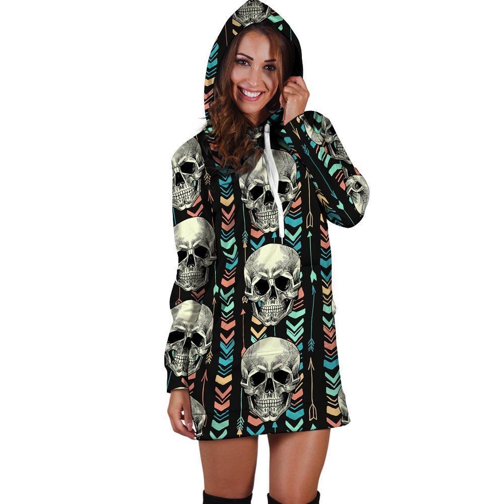 Tribal Skull Hoodie Dress-grizzshop