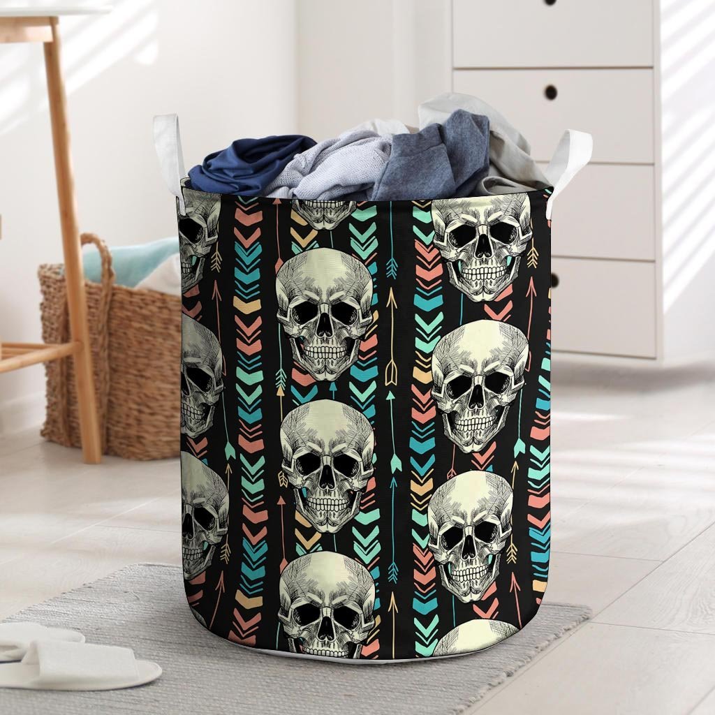 Tribal Skull Laundry Basket-grizzshop