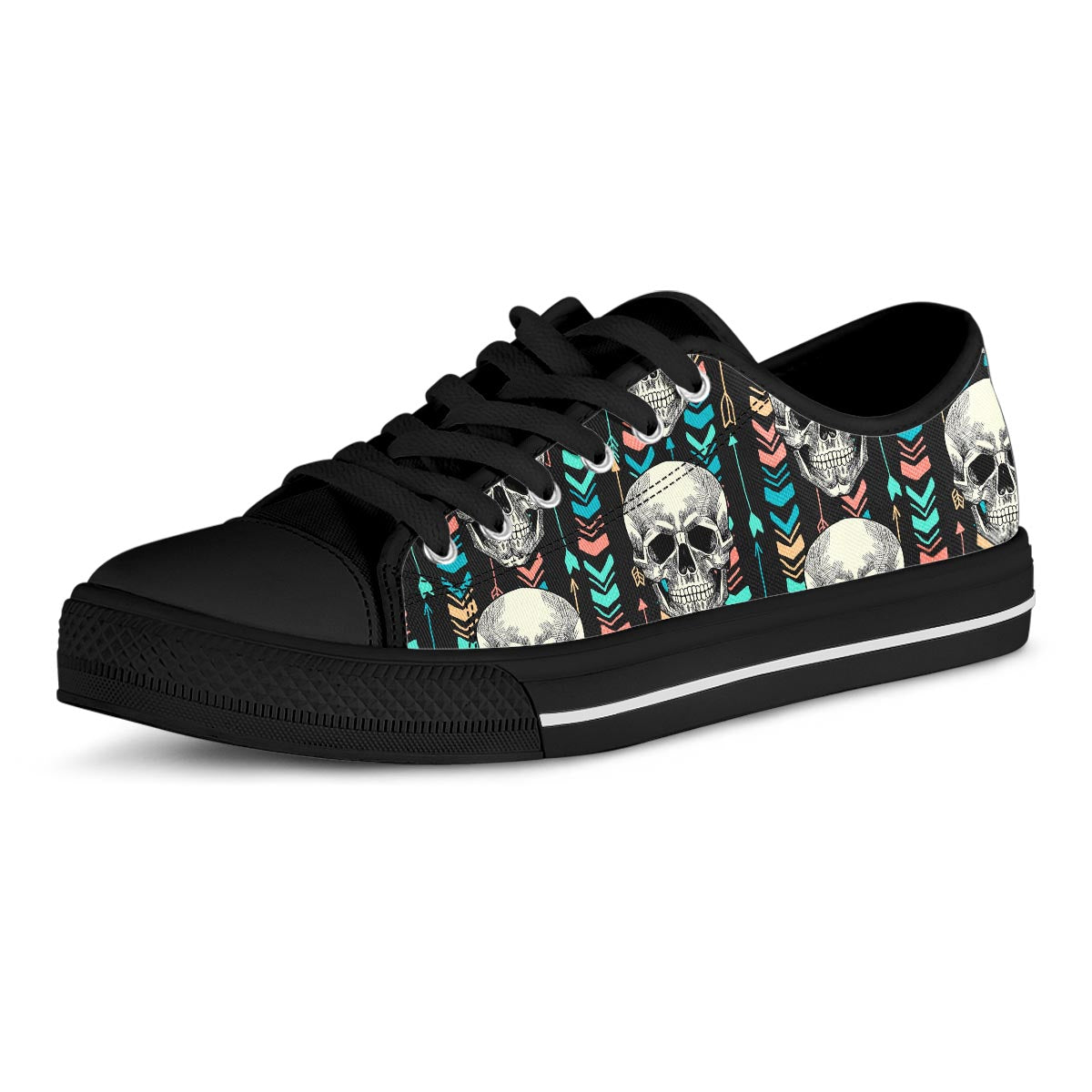 Tribal Skull Men's Low Top Shoes-grizzshop