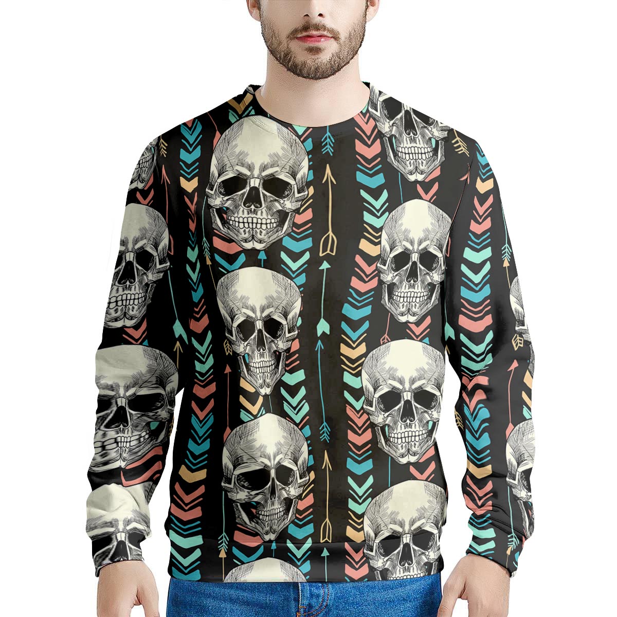 Tribal Skull Men's Sweatshirt-grizzshop