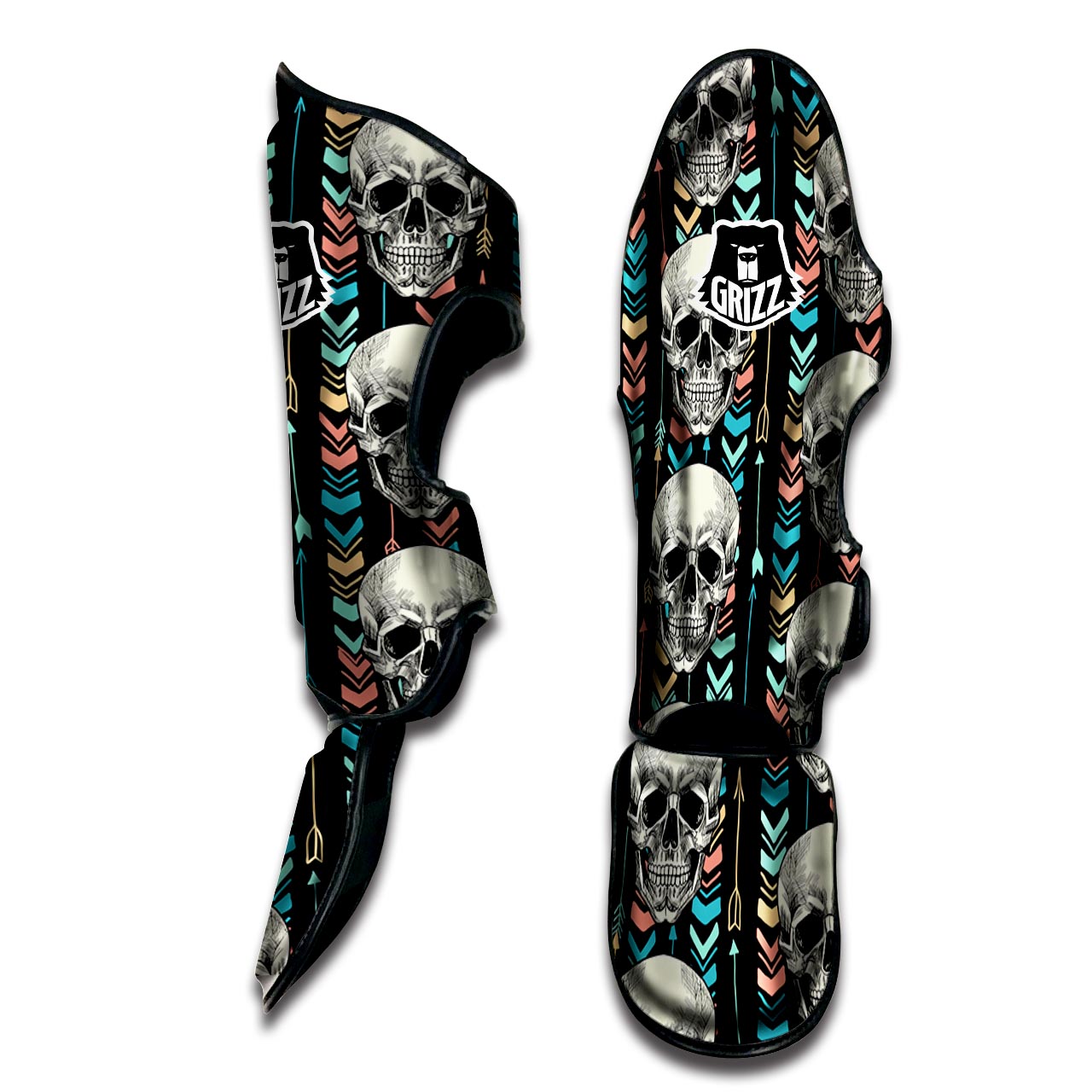 Tribal Skull Muay Thai Shin Guard-grizzshop