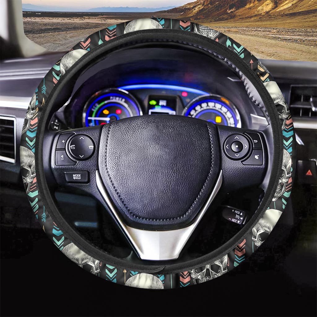 Tribal Skull Steering Wheel Cover-grizzshop