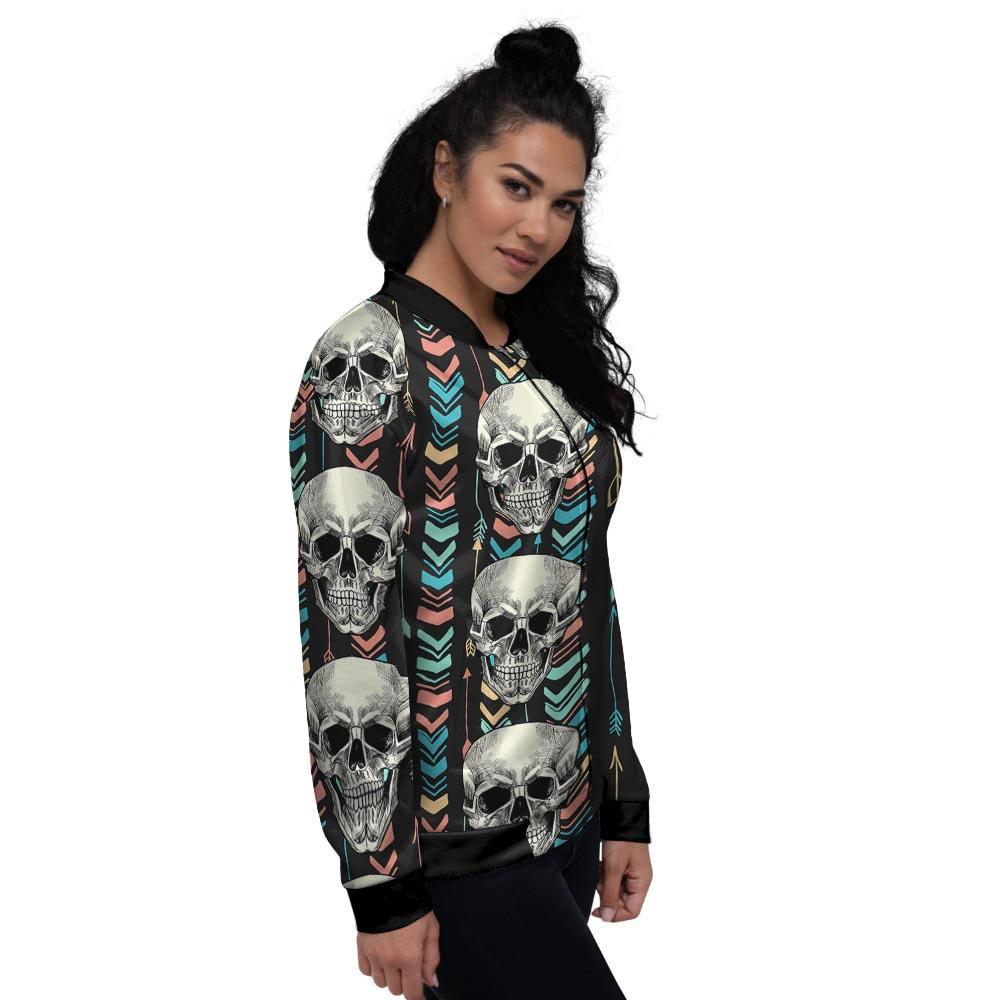 Tribal Skull Women's Bomber Jacket-grizzshop