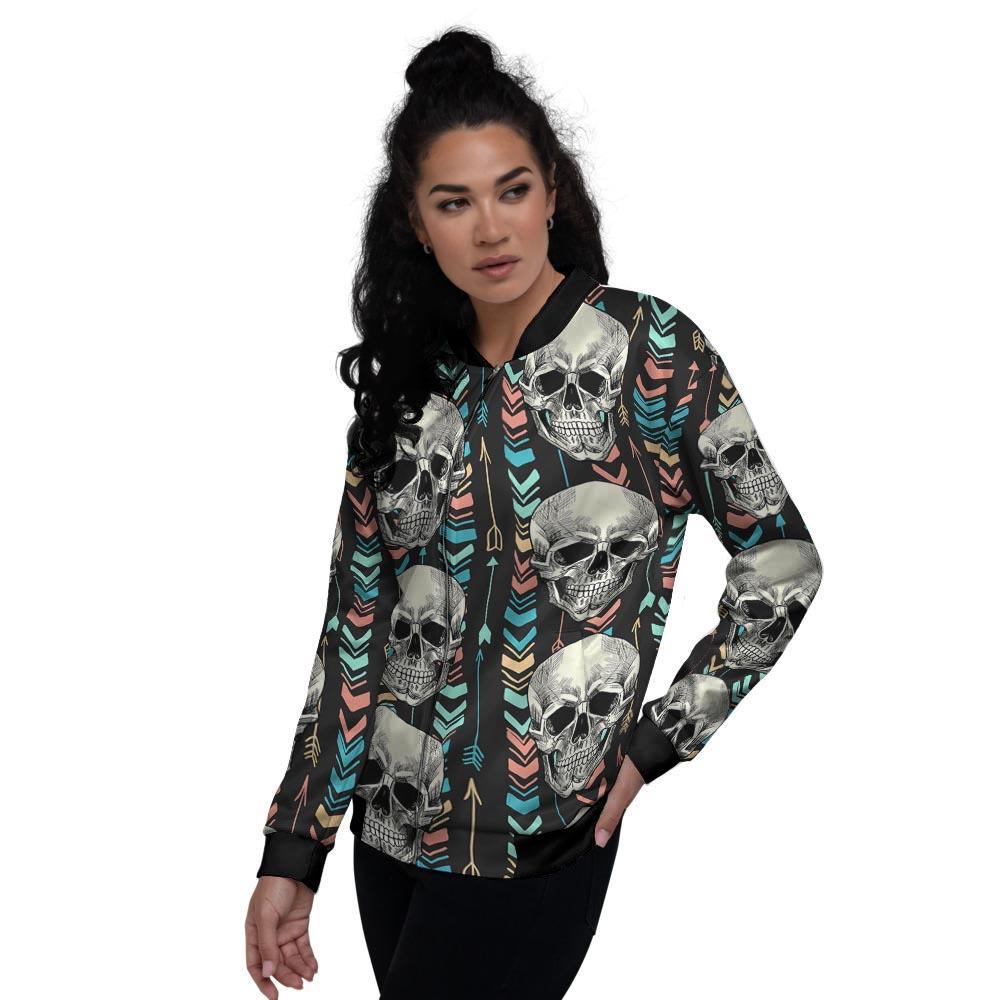 Tribal Skull Women's Bomber Jacket-grizzshop