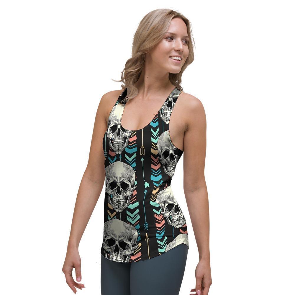 Tribal Skull Women's Racerback Tank Top-grizzshop