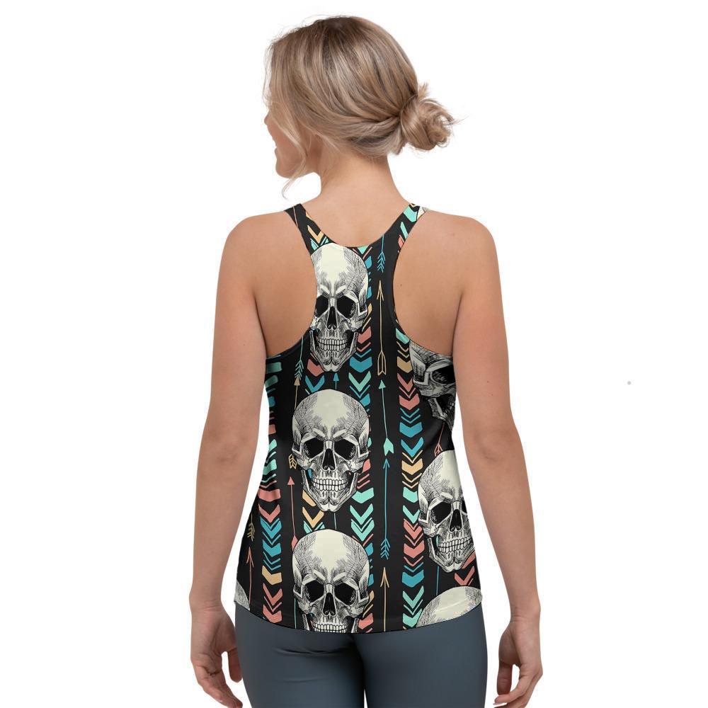Tribal Skull Women's Racerback Tank Top-grizzshop