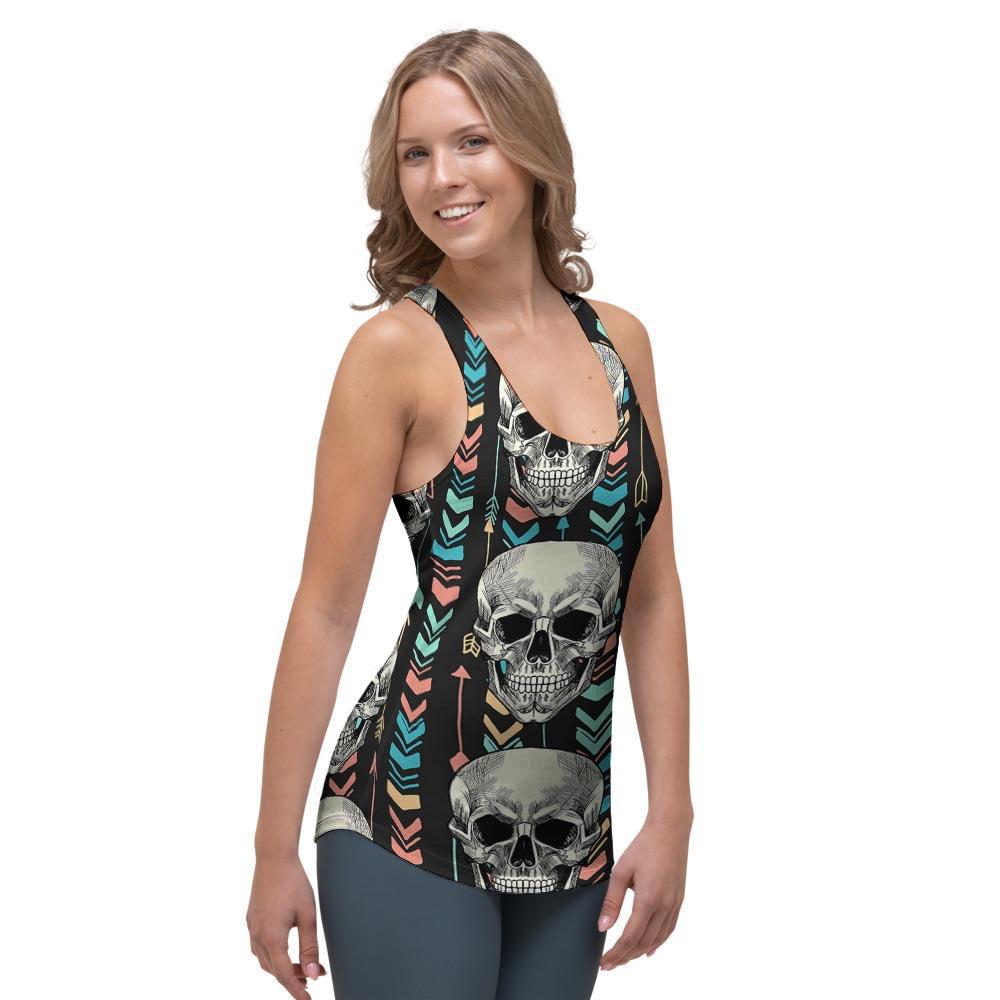 Tribal Skull Women's Racerback Tank Top-grizzshop