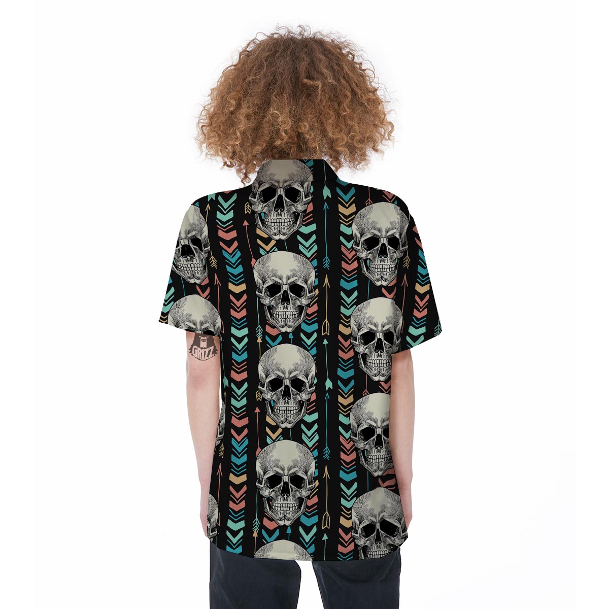 Tribal Skull Women's Short Sleeve Shirts-grizzshop