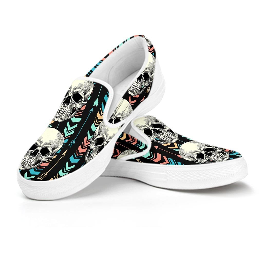 Tribal Skull Women's Slip On Sneakers-grizzshop