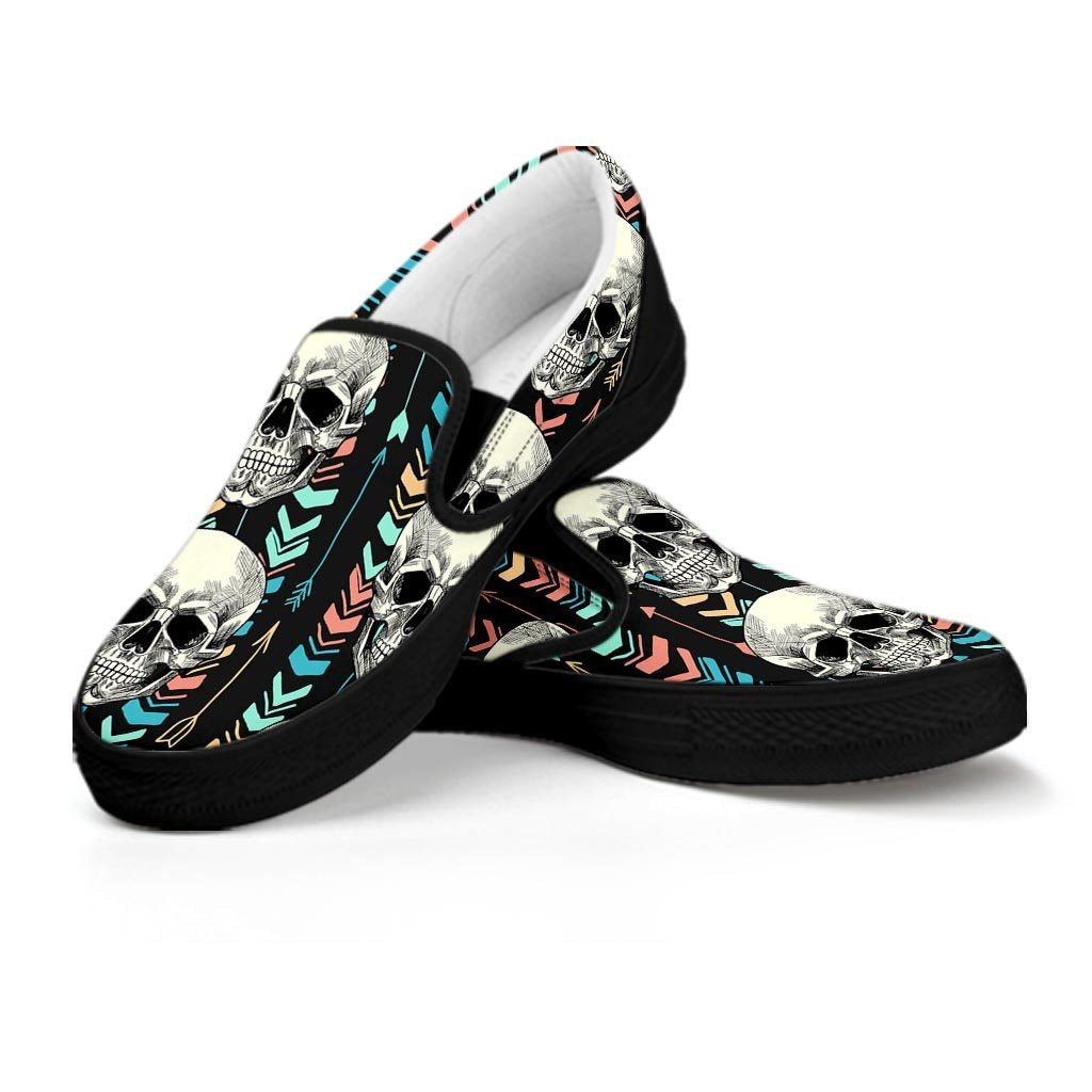 Tribal Skull Women's Slip On Sneakers-grizzshop