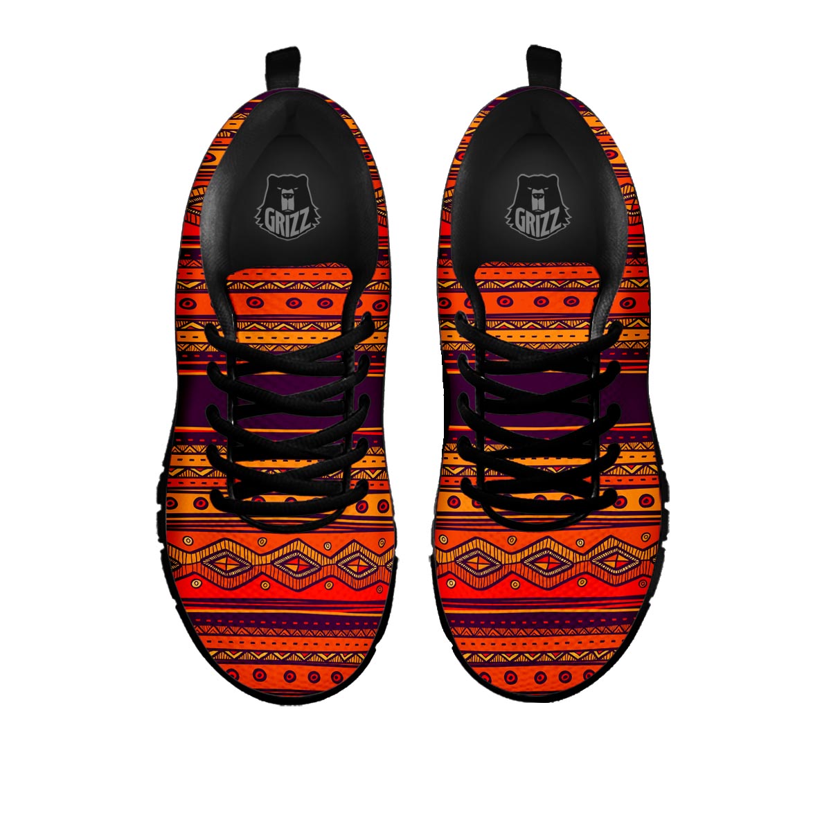 Tribal Sunset African Print Pattern Black Sneaker-grizzshop