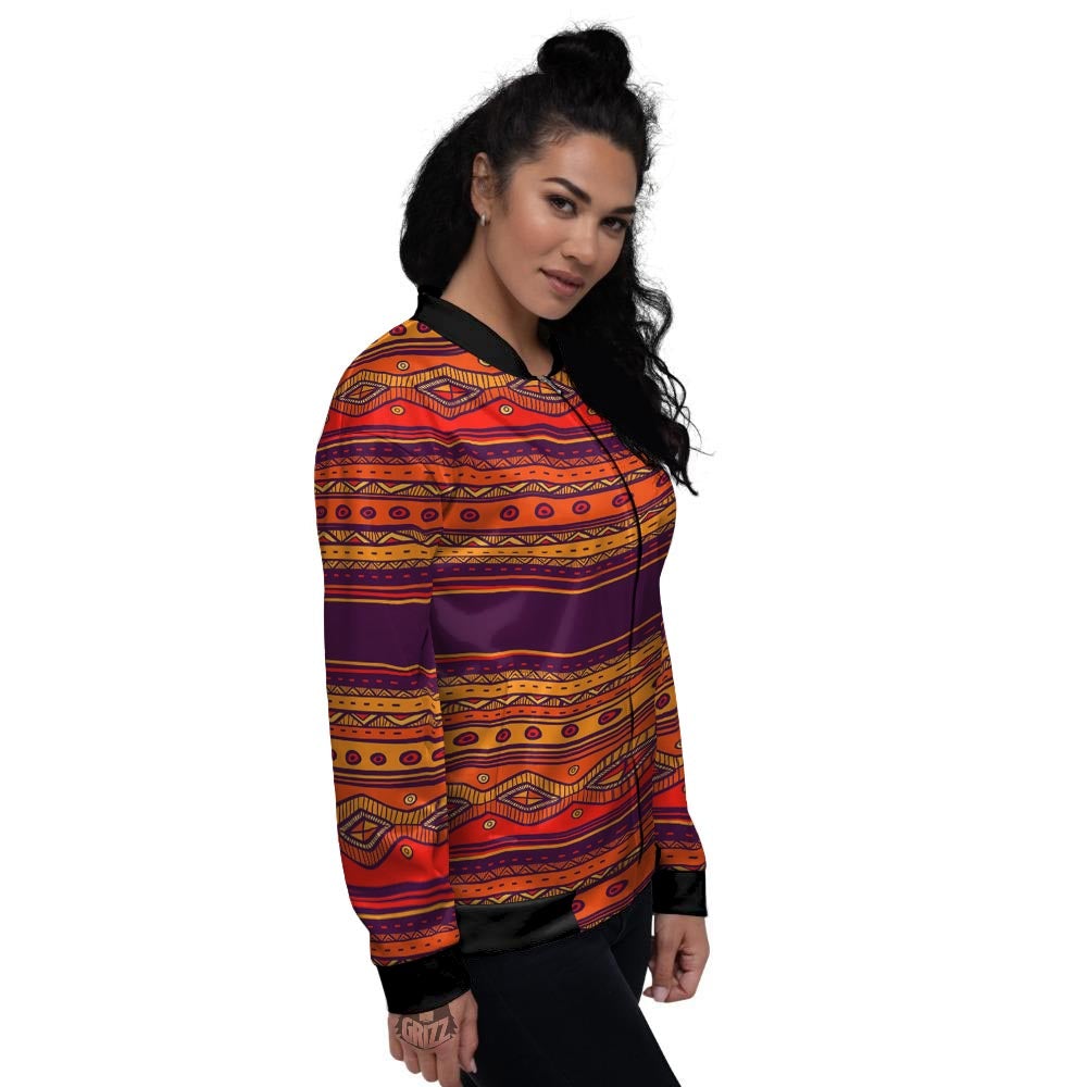 Tribal Sunset African Print Pattern Women's Bomber Jacket-grizzshop