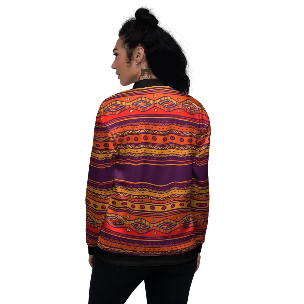 Tribal Sunset African Print Pattern Women's Bomber Jacket-grizzshop