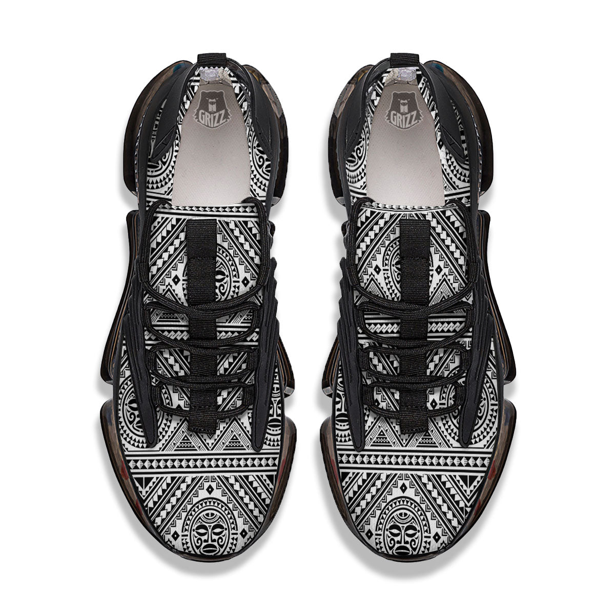Tribal Tattoo Maori Polynesian Print Black Gym Shoes-grizzshop