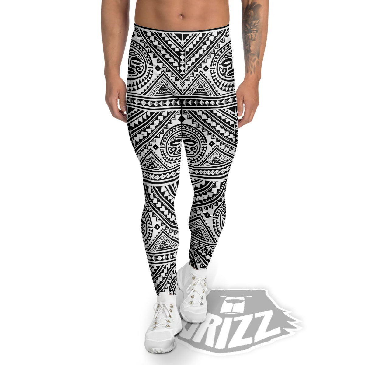 Tribal Tattoo Maori Polynesian Print Men's Leggings-grizzshop