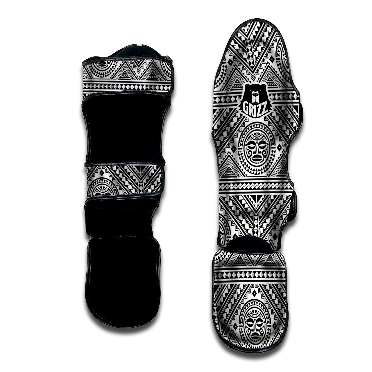 Tribal Tattoo Maori Polynesian Print Muay Thai Shin Guards-grizzshop