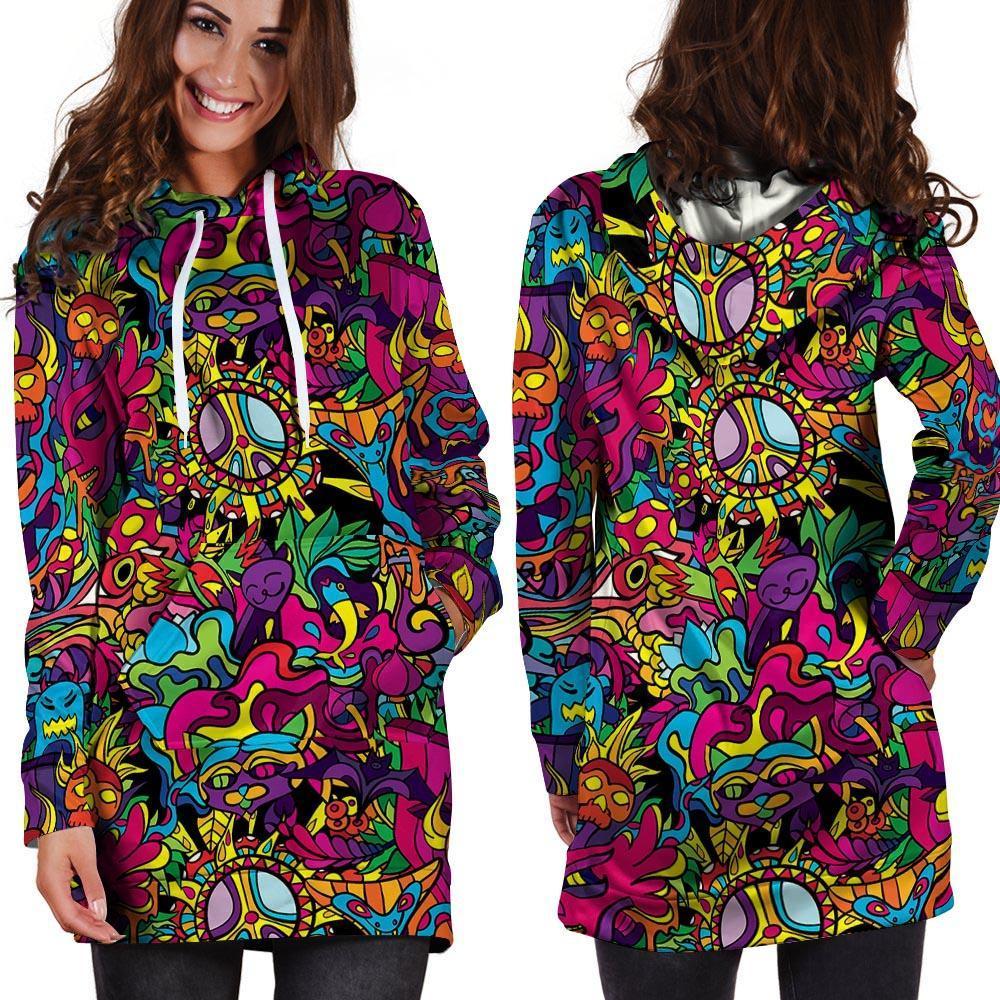 Tribal Trippy Hoodie Dress-grizzshop