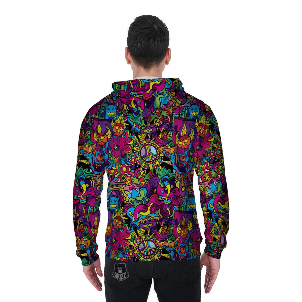 Tribal Trippy Men's Zip Up Hoodie-grizzshop