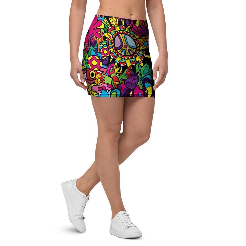 Tribal Trippy Mini Skirt-grizzshop