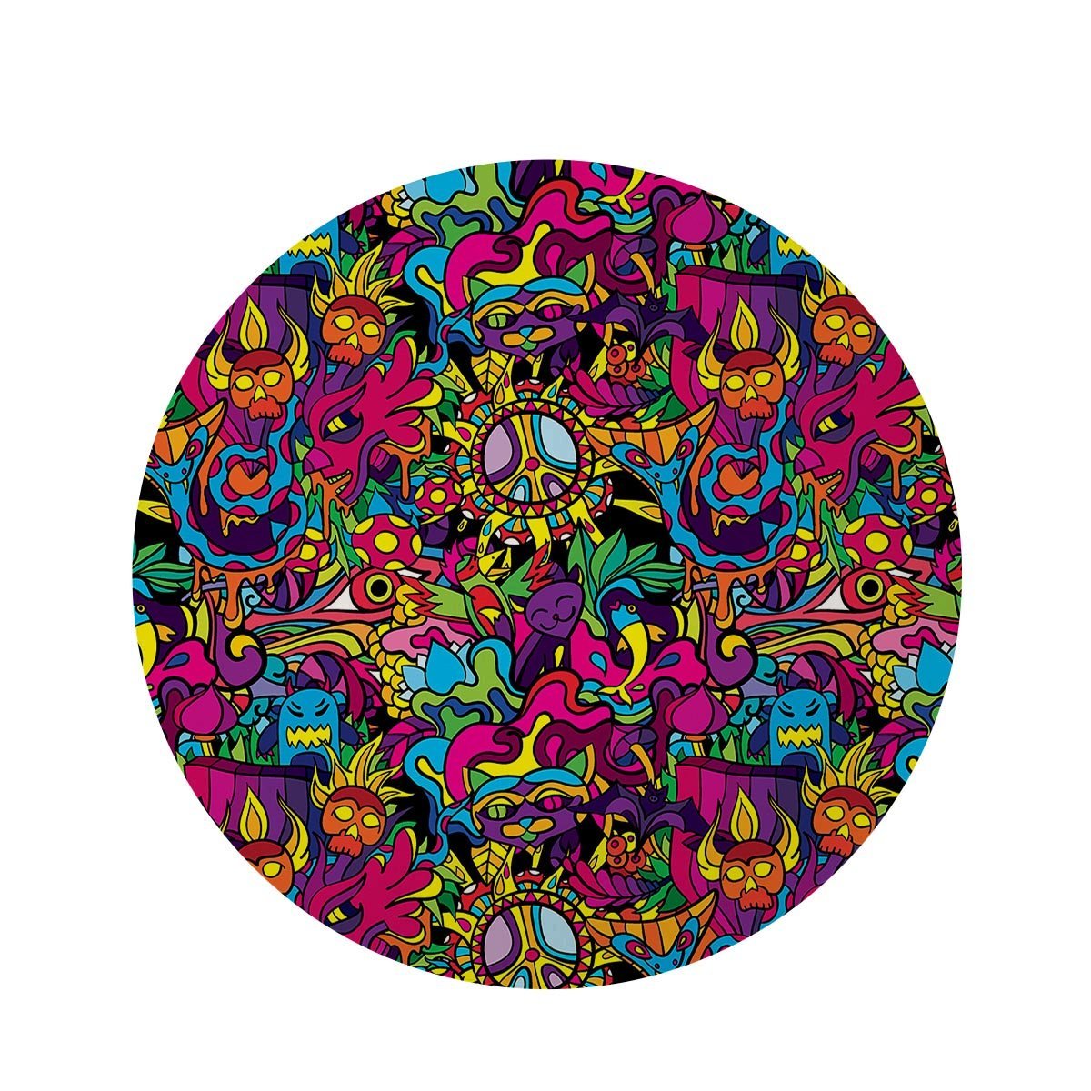 Tribal Trippy Round Rug-grizzshop