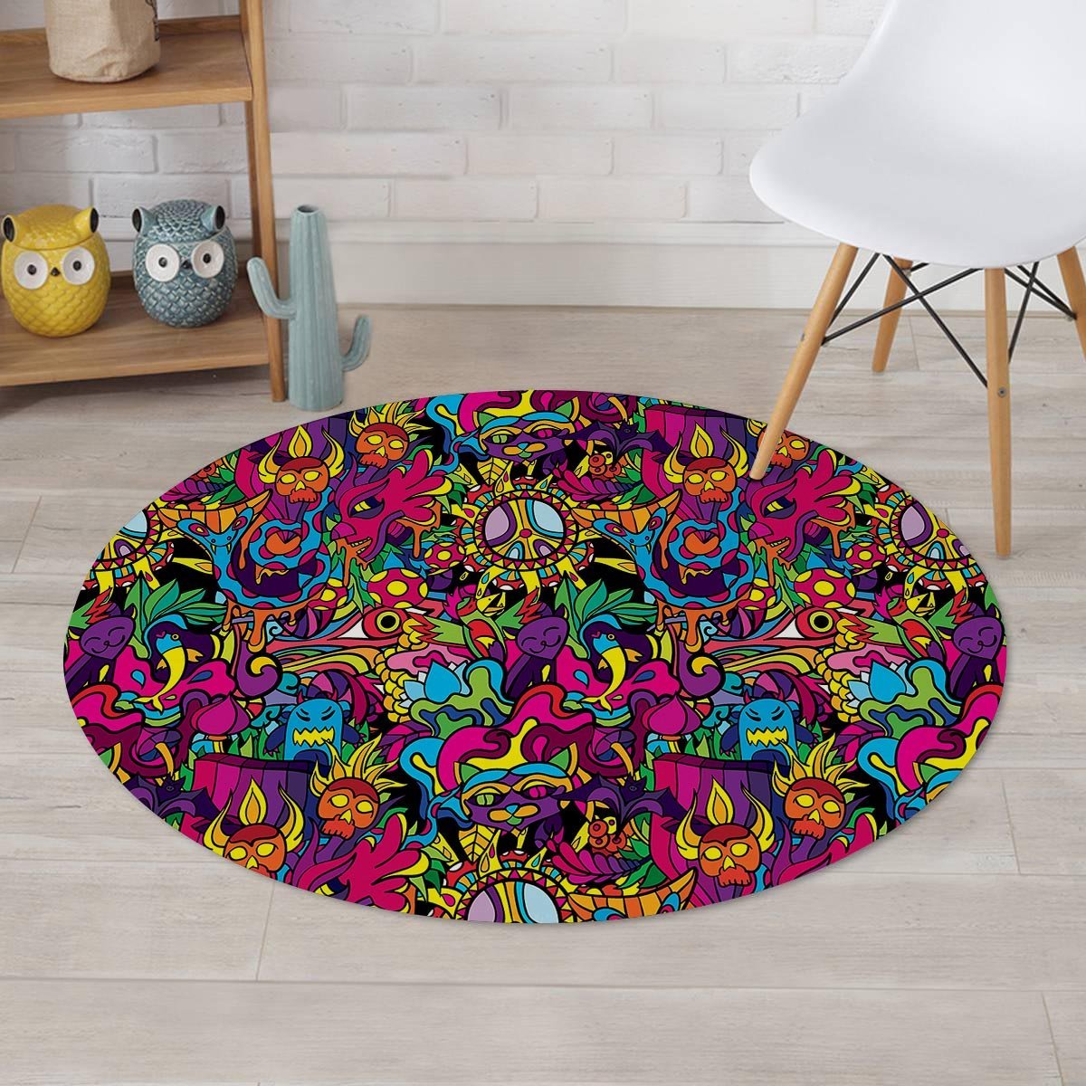 Tribal Trippy Round Rug-grizzshop