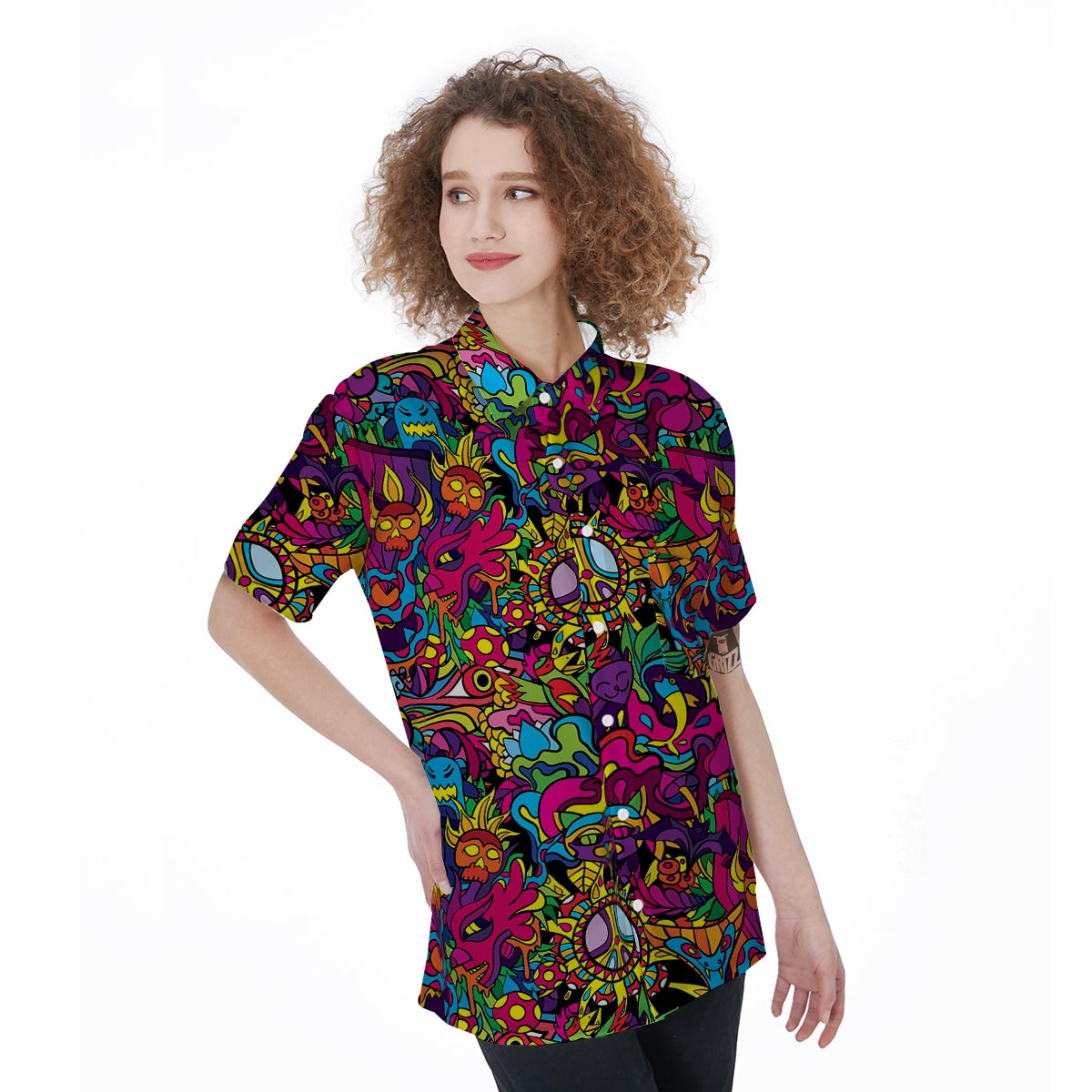 Tribal Trippy Women's Short Sleeve Shirts-grizzshop