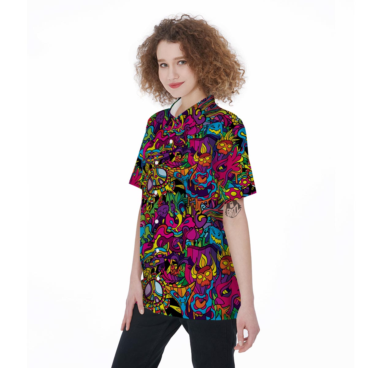 Tribal Trippy Women's Short Sleeve Shirts-grizzshop