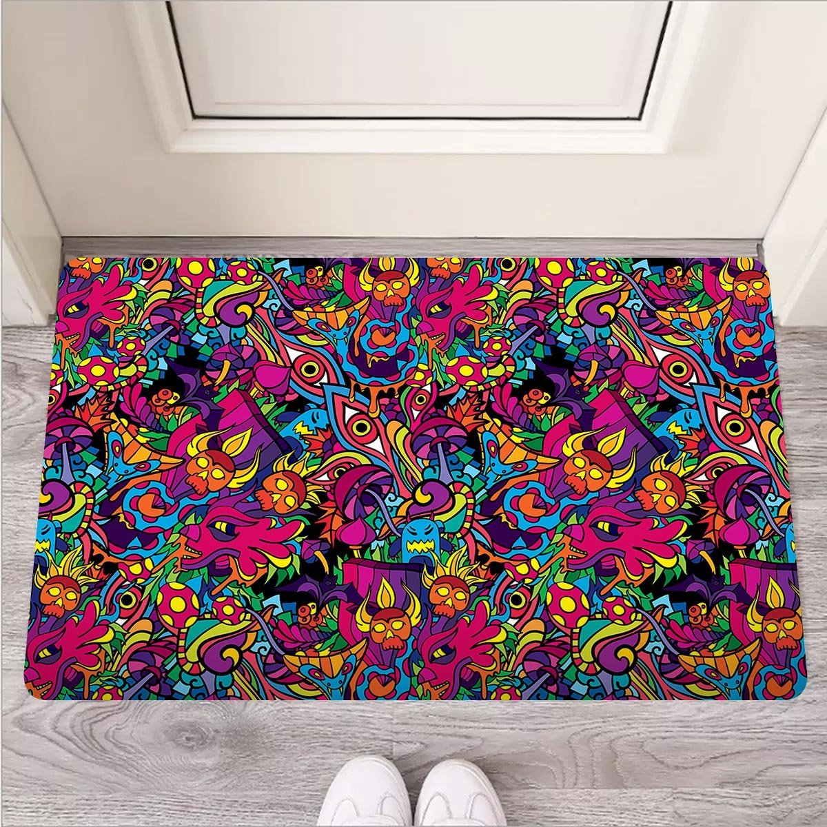 Tribal Hippie Trippy Door Mat-grizzshop