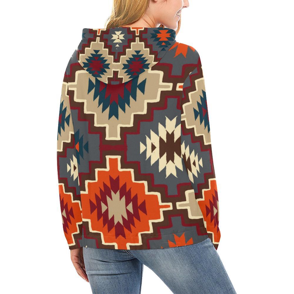 Tribal Indians Native American Aztec Navajo Print Women Pullover Hoodies -grizzshop