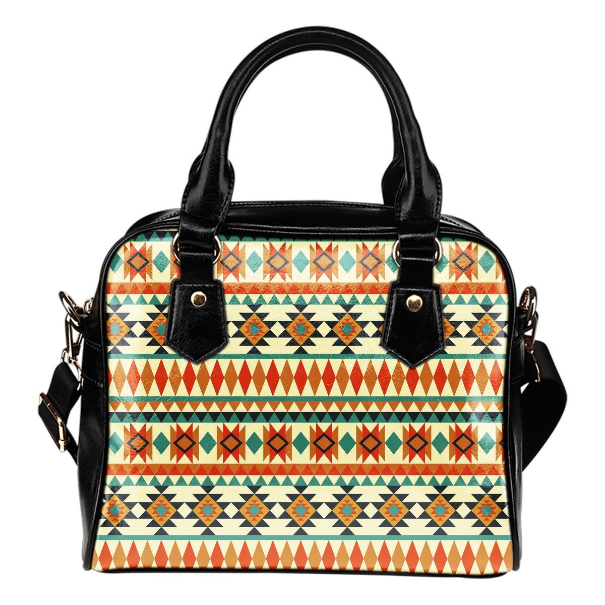 Tribal Native American Aztec Indians Navajo Print Leather Shoulder Handbag-grizzshop