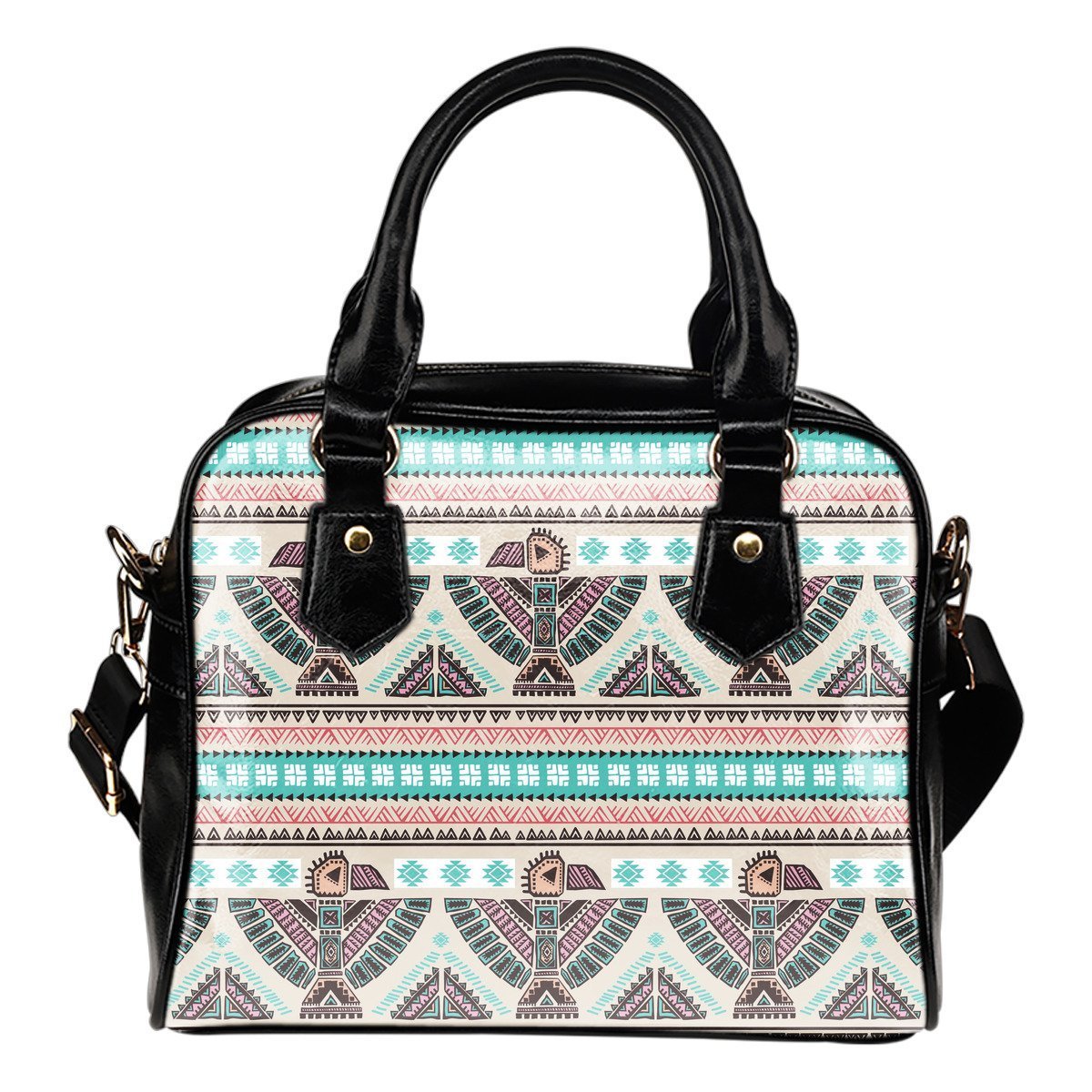 Tribal Native Indians American Aztec Navajo Print Leather Shoulder Handbag-grizzshop