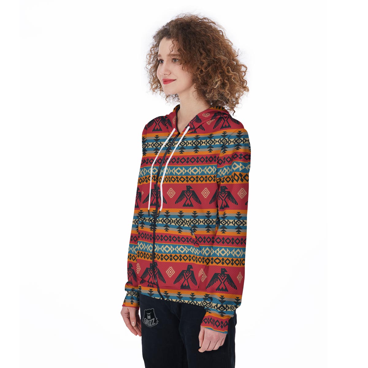 Tribal Navajo Native Indians American Aztec Print Women Zip Up Hoodies-grizzshop