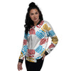 Tribe Symbols Red Adinkra Print Women's Bomber Jacket-grizzshop