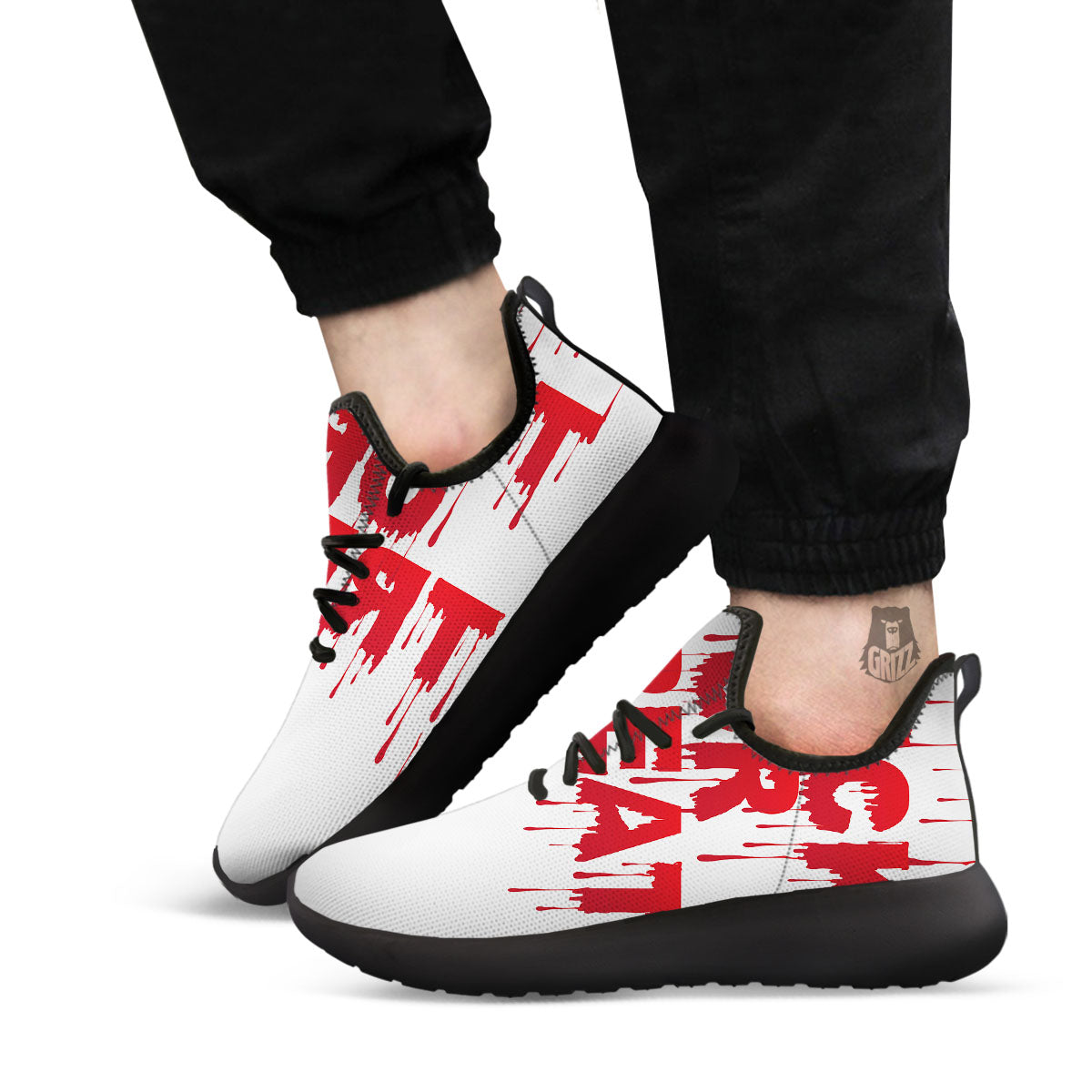 Trick Or Treat Red Blood Halloween Print Black Athletic Shoes-grizzshop