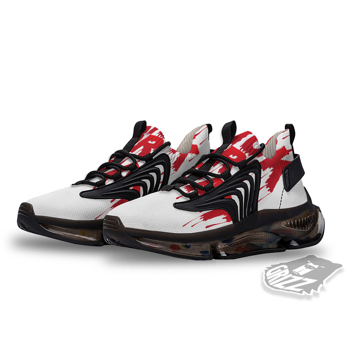 Trick Or Treat Red Blood Halloween Print Black Gym Shoes-grizzshop