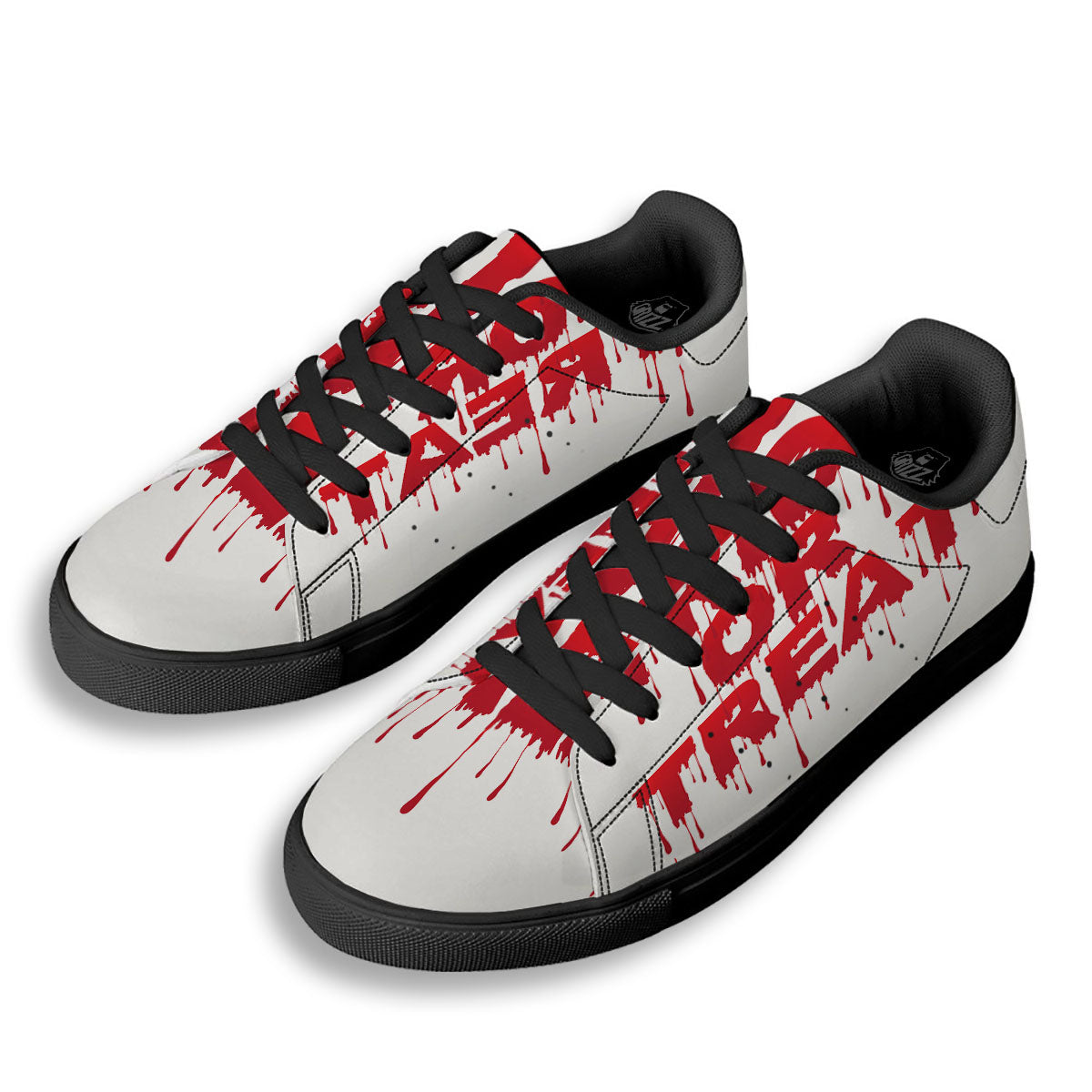 Trick Or Treat Red Blood Halloween Print Black Low Top Sneakers-grizzshop