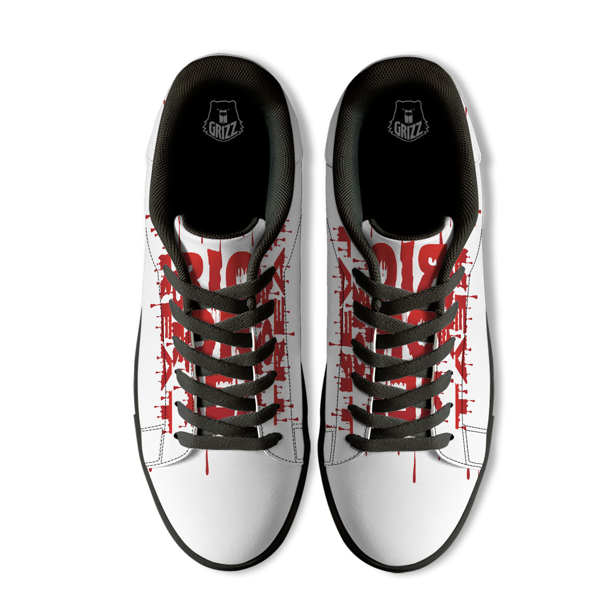 Trick Or Treat Red Blood Halloween Print Black Low Top Sneakers-grizzshop