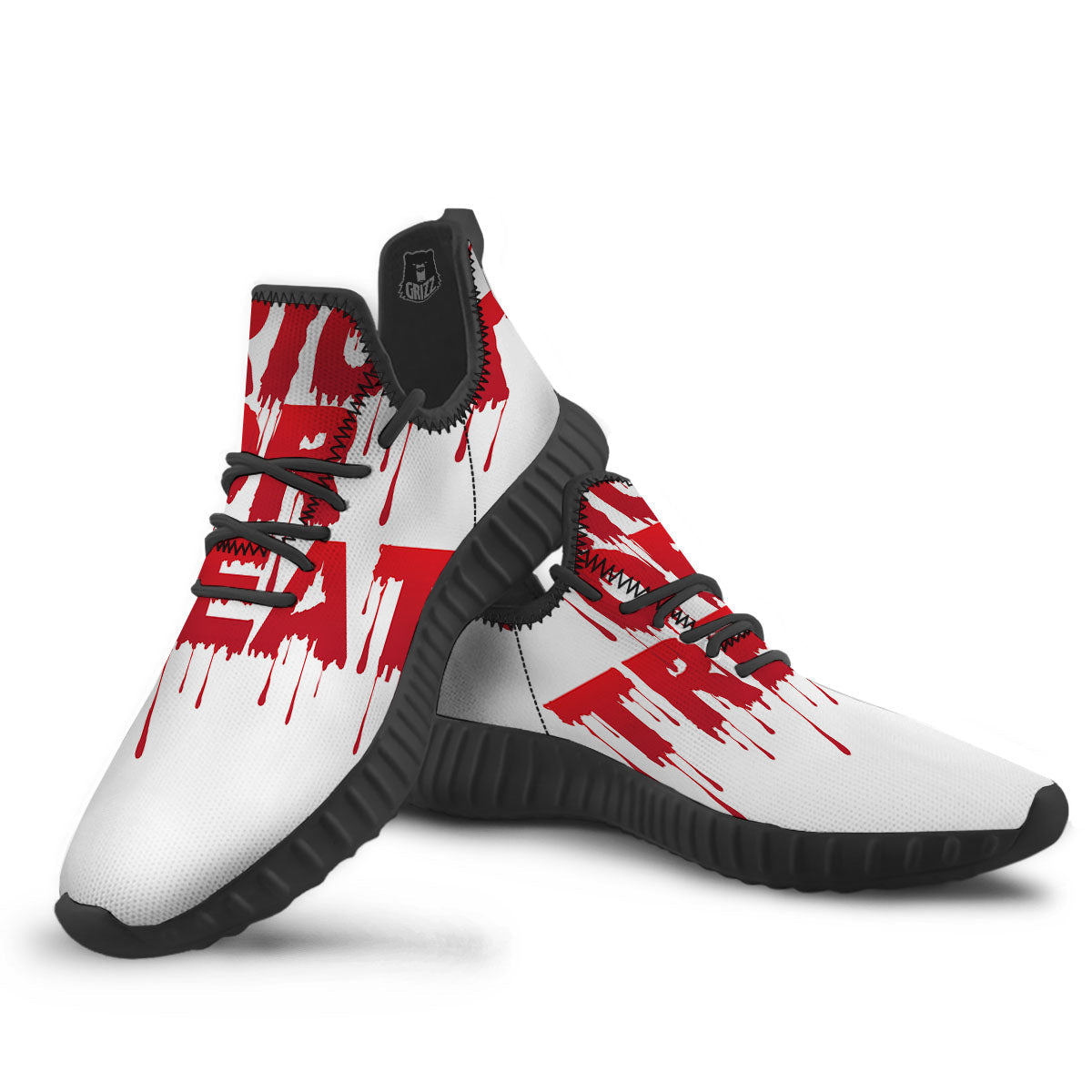 Trick Or Treat Red Blood Halloween Print Black Walking Shoes-grizzshop