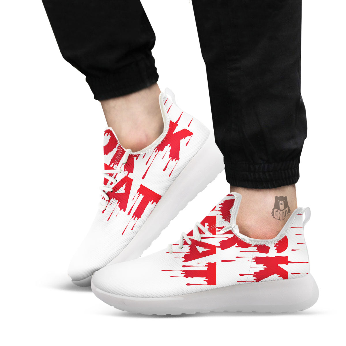 Trick Or Treat Red Blood Halloween Print White Athletic Shoes-grizzshop
