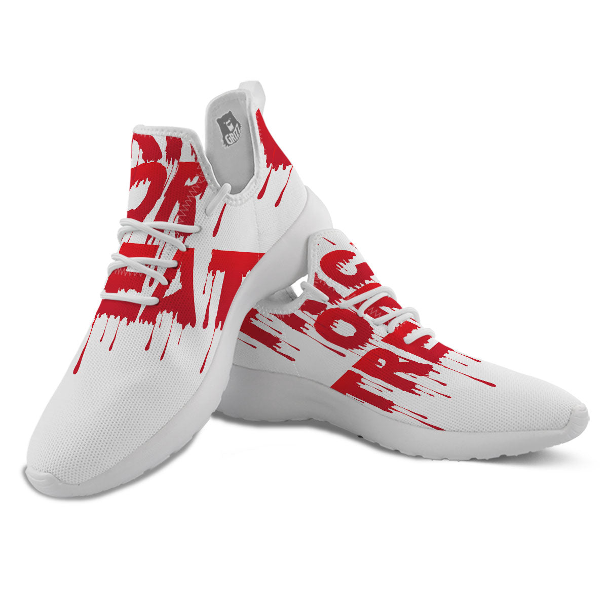 Trick Or Treat Red Blood Halloween Print White Athletic Shoes-grizzshop