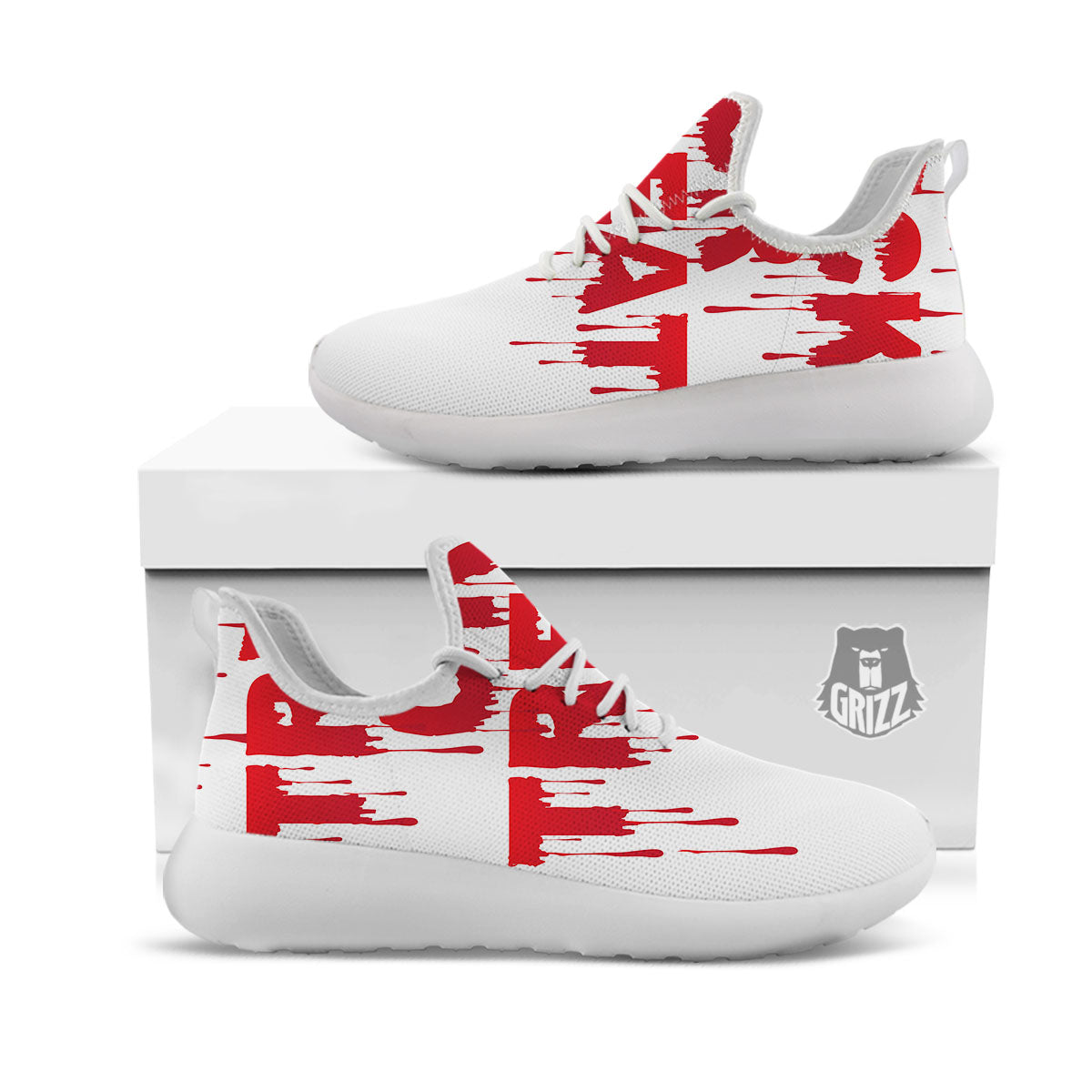 Trick Or Treat Red Blood Halloween Print White Athletic Shoes-grizzshop