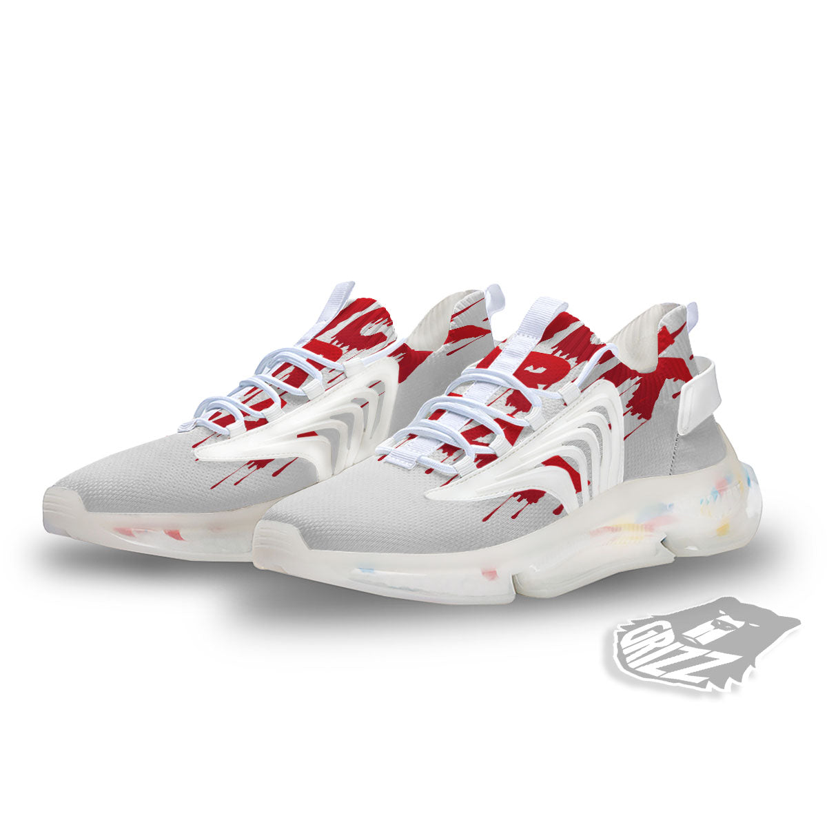 Trick Or Treat Red Blood Halloween Print White Gym Shoes-grizzshop