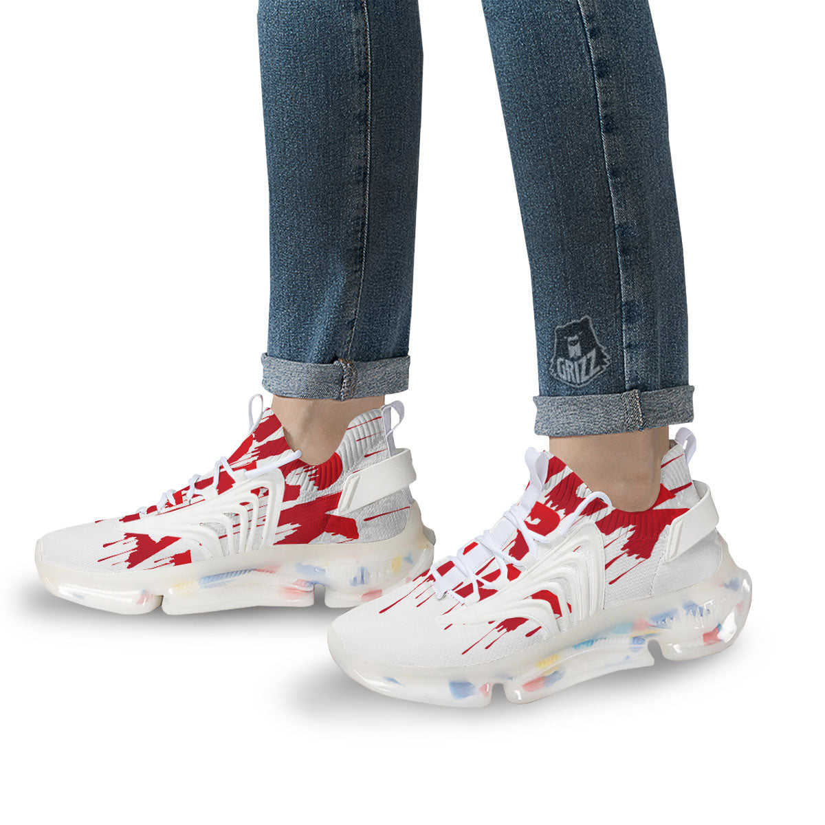 Trick Or Treat Red Blood Halloween Print White Gym Shoes-grizzshop