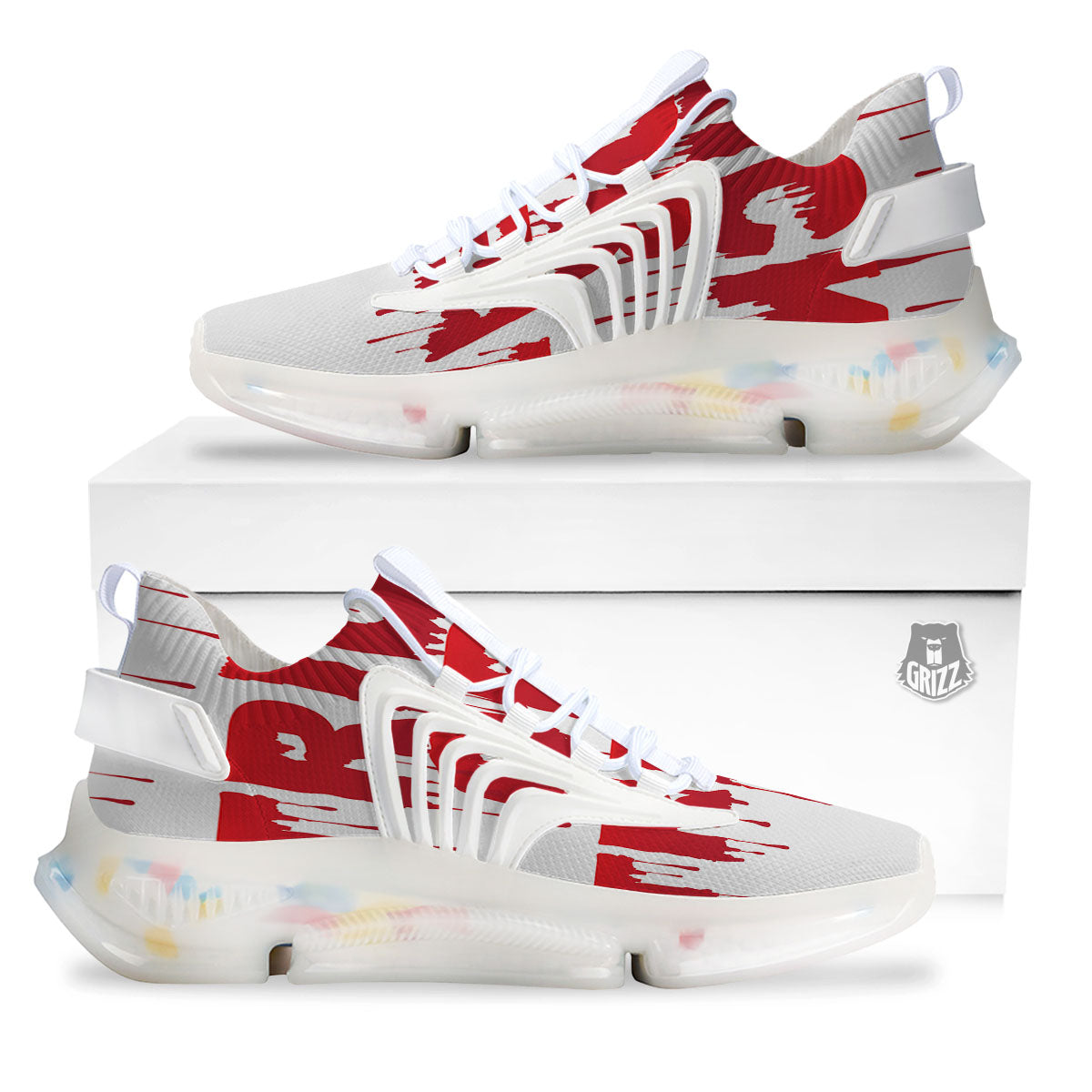 Trick Or Treat Red Blood Halloween Print White Gym Shoes-grizzshop