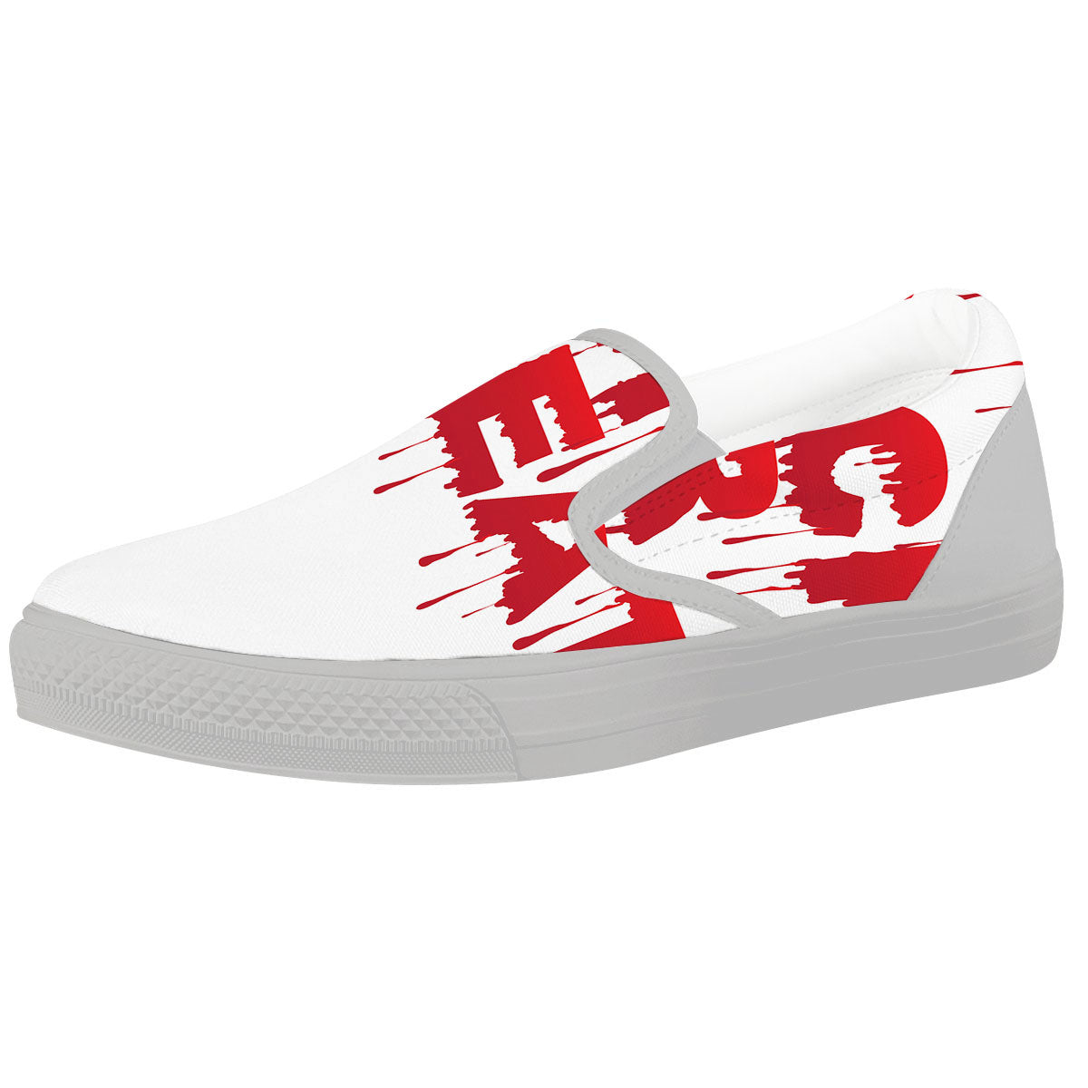 Trick Or Treat Red Blood Halloween Print White Slip On Shoes-grizzshop