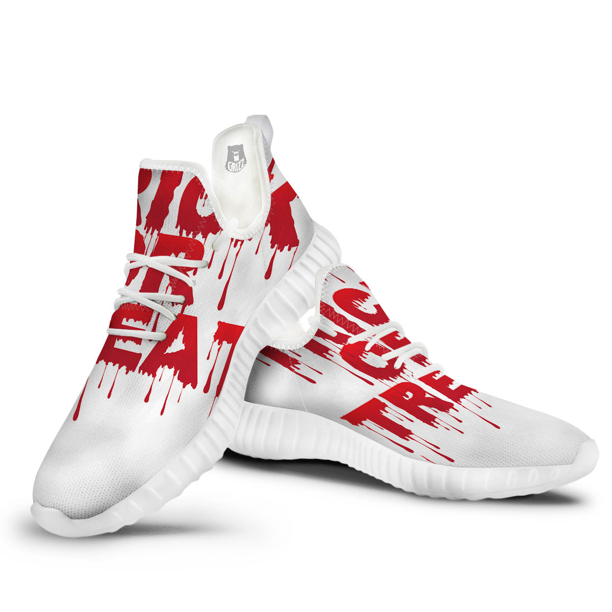 Trick Or Treat Red Blood Halloween Print White Walking Shoes-grizzshop